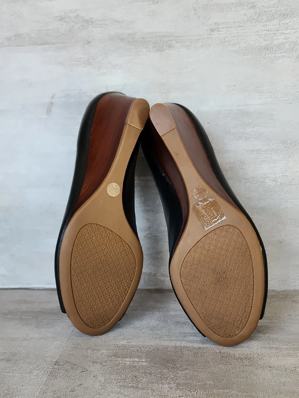 Tory Burch Black Lowell Peep Toe Wedge Pump Size 7.5